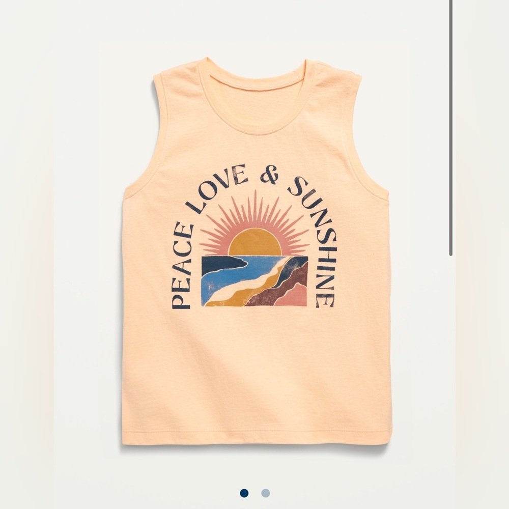 NWOT- Old Navy Girls: peace love sunshine soft washed graphic sleeveless tshirt